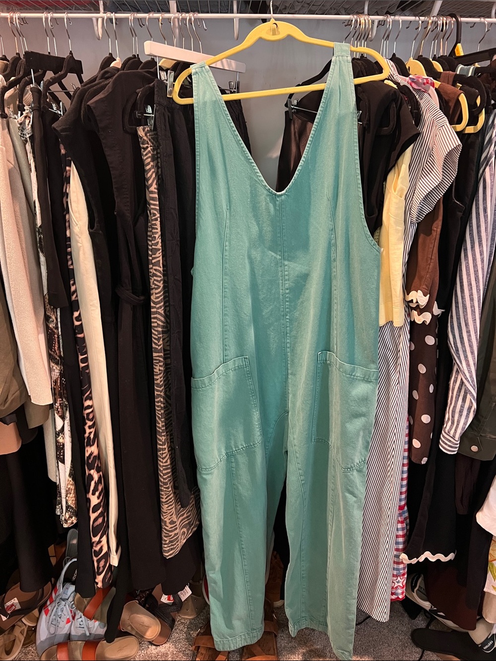FREE PEOPLE Relaxed Green Utility Jumpsuit/Romper